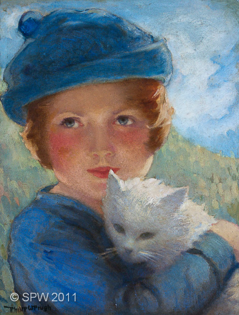 Girl in Blue with Cat (PWP-270)